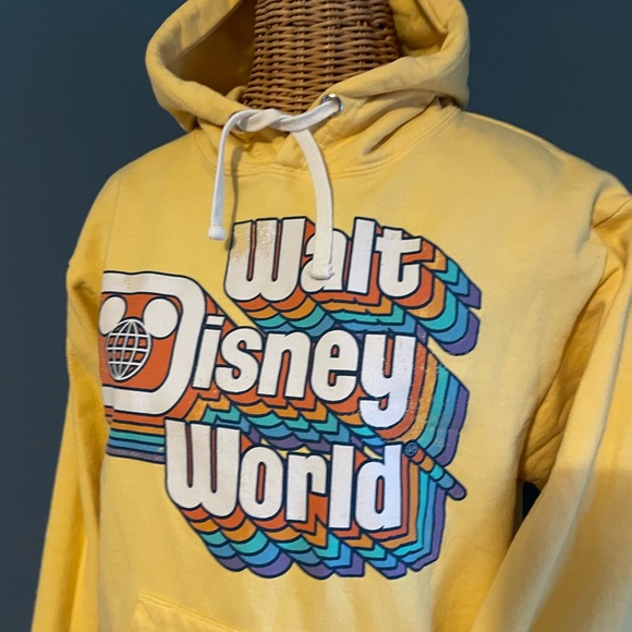 Walt Disney World Retro 70’s Pull-over Hoodie Sweatshirt. SZ Small. Rainbow Logo - Picture 2 of 10